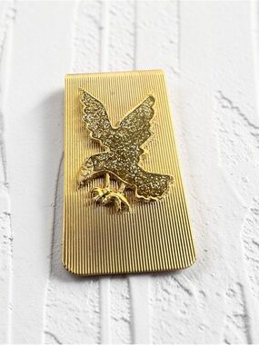 Vintage Gold-Tone Textured Eagle Money Clip